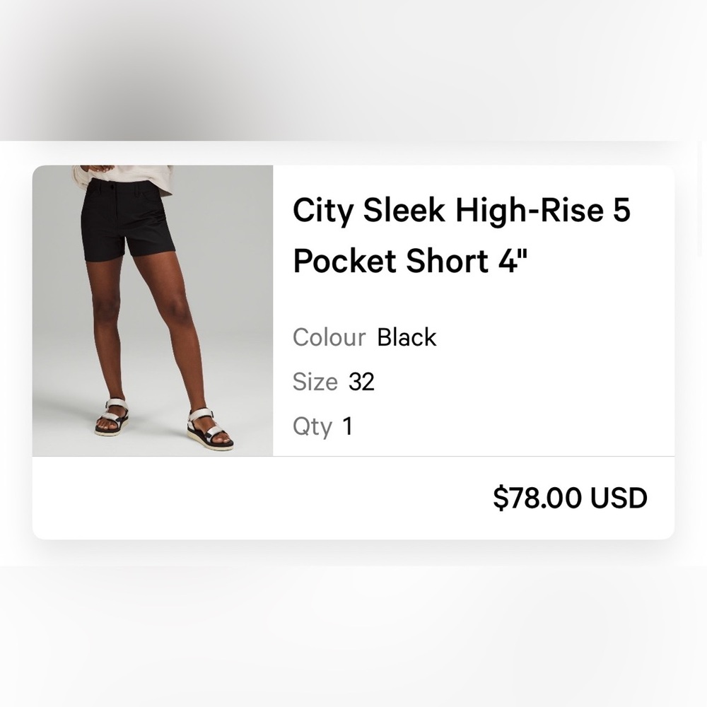 City Sleek High-Rise Pocket Short 4" - Black